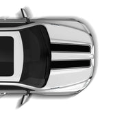 Top-down view of a white car with black windows on a white background